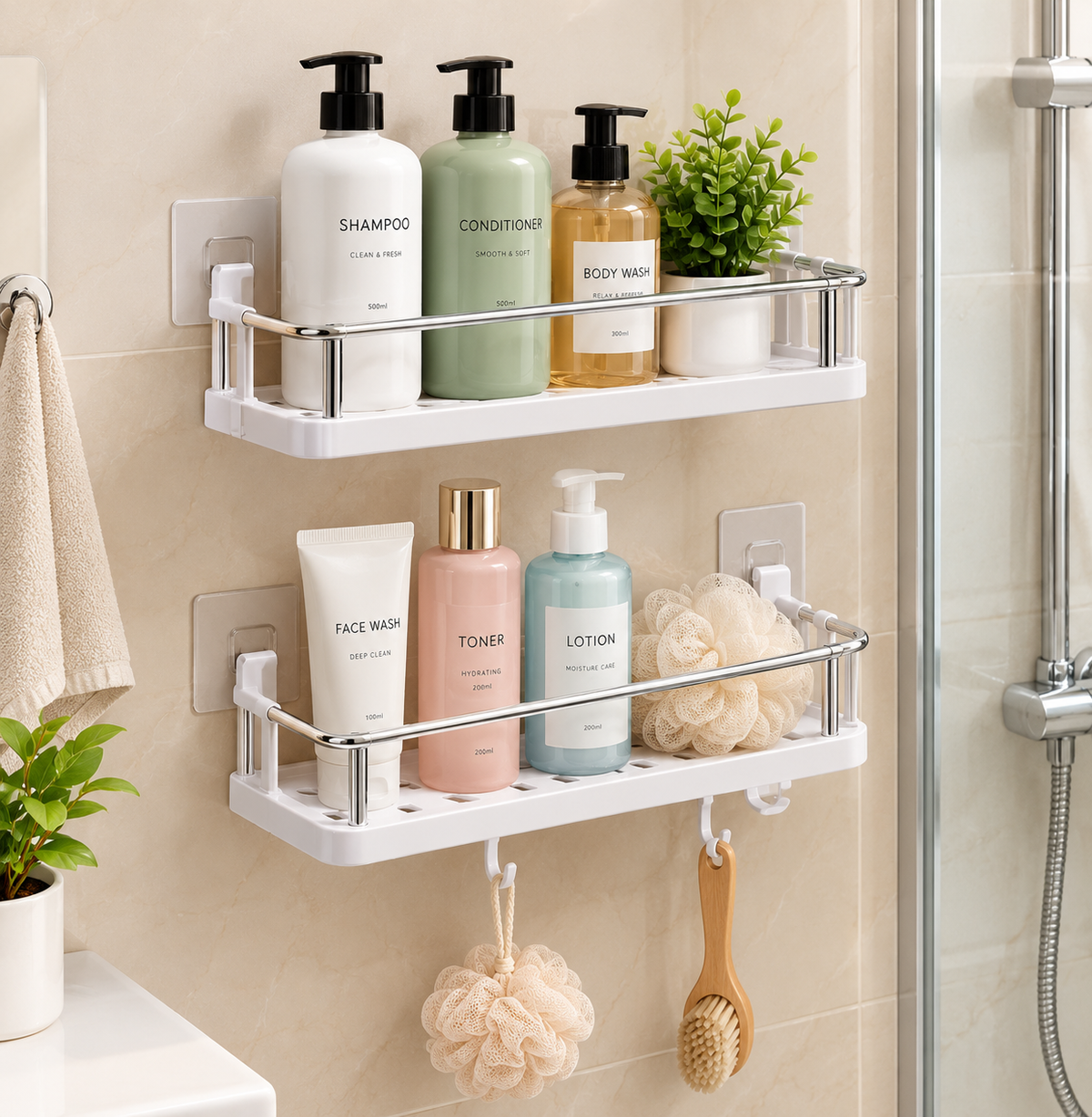 No-Drill Bathroom Shelf